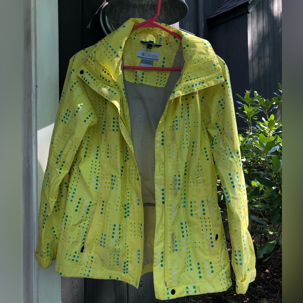 Yellow Columbia rain jacket